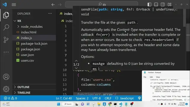 Video thumbnail for Node.js Express Project to Convert CSV to Array of JSON Objects Using csv- to-array Library in JS
