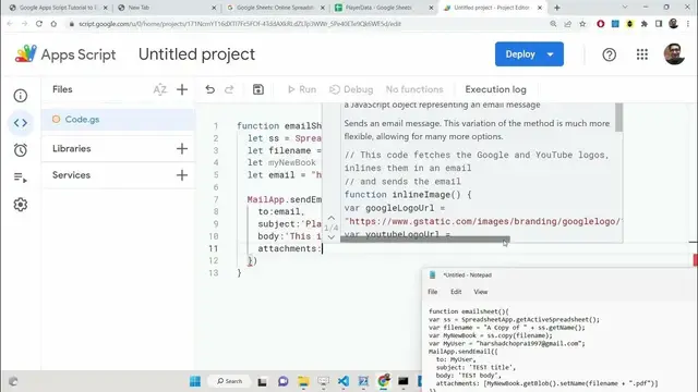 Video thumbnail for Google Apps Script Tutorial to Email Google Sheet as PDF Document on Button Click in SpreadSheet