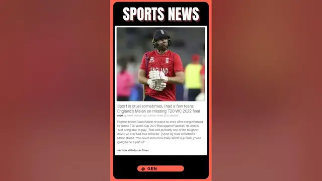 Video thumbnail for England's Malan on missing out on the T20 WC final: Sport is cruel sometimes, I had a few tears