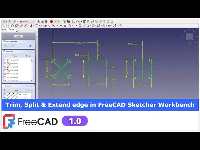 'Video thumbnail for Trim, Split & Extend edge in FreeCAD 1.0 Sketcher Workbench | FreeCAD Tutorial | Mechnexus |'