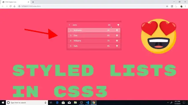 Video thumbnail for How to make Styled Lists in Pure HTML5 & CSS3