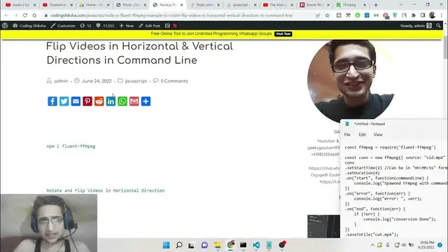 Video thumbnail for Node.js Fluent-FFMPEG Example to Rotate & Flip Video in Horizontal & Vertical Directions in Terminal