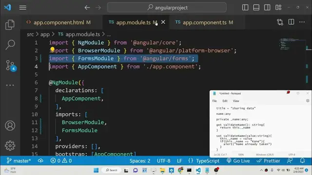 Video thumbnail for Angular 14 Getters & Setters Two Way Data Binding Form Input Validation Tutorial For Beginners