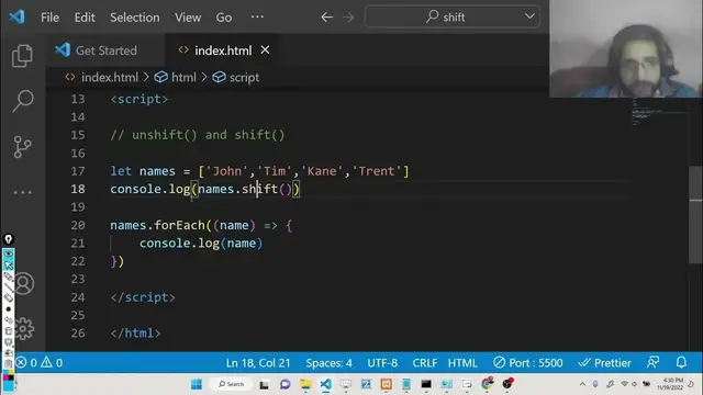 Video thumbnail for Javascript Shift() vs Unshift() Arrays Method Tutorial With Examples