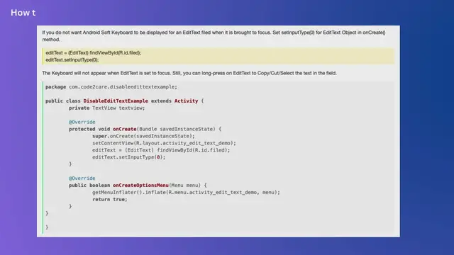 Video thumbnail for How to Disable EditText Keyboard Android App