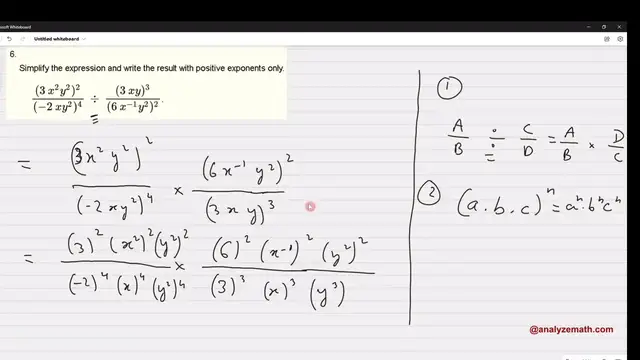 Video thumbnail for Simplify Rational Expressions with Exponents and Write Result with Positive Exponents