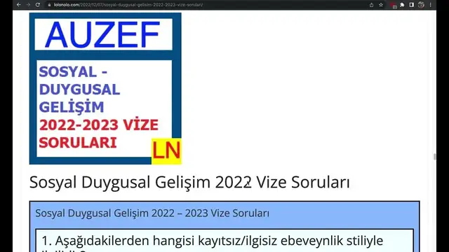 Video thumbnail for Sosyal Duygusal Gelişim 2022 Vize Soruları