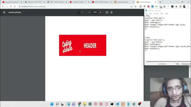 Video thumbnail for PHP 7 FPDF Example to Add Header & Footer Images in All Pages of PDF With Hyperlinks inside Browser