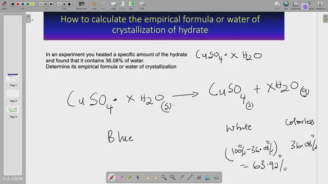 'Video thumbnail for How to calculate the empirical formula of a hydrate'