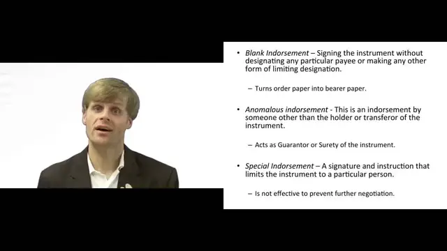 Video thumbnail for Types of Indorsement of a Negotiable Instrument