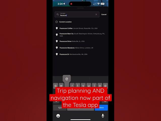Video thumbnail for Tesla mobile app update adds trip navigation