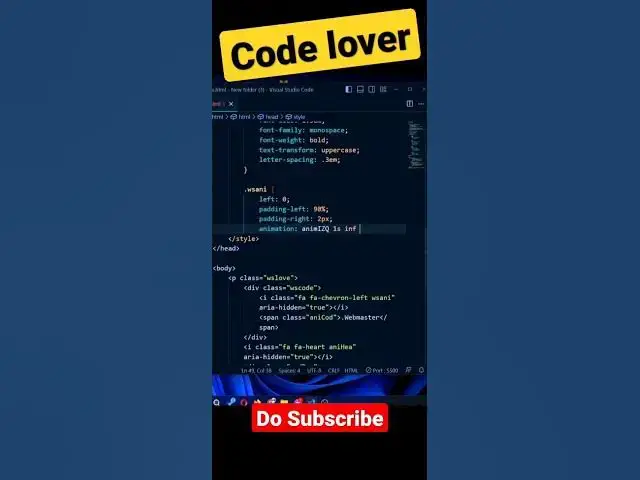 Video thumbnail for Code Lover #HTML #CSS #coding #webdesign #frontenddevelopment #webdevelopment  #codingtutorial