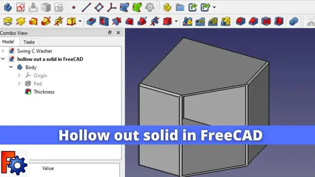 'Video thumbnail for Hollow out a Solid in FreeCAD | FreeCAD Beginner Tutorial | Mechnexus'