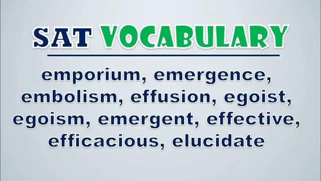 Video thumbnail for SAT Vocabulary: Emporium, Emergence, Embolism, Effusion, Egoist, Egoism, Emergent, Effective