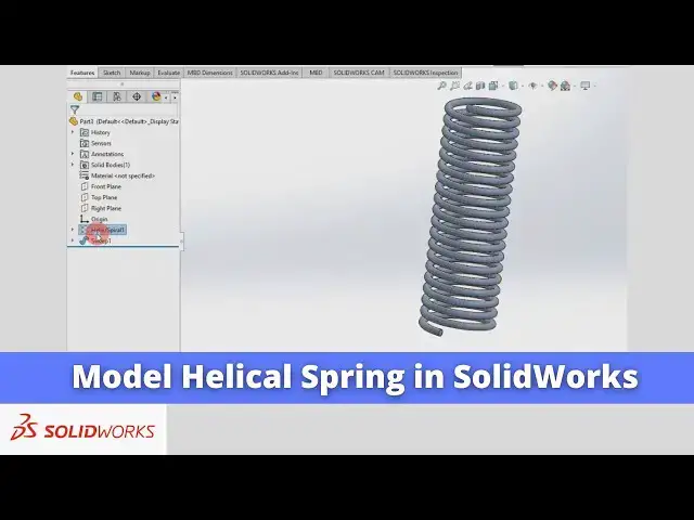 'Video thumbnail for Model Helical Spring in SolidWorks | SolidWorks Tutorial | SolidWorks Modeling |'