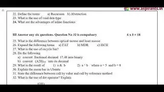 Video thumbnail for 11th Computer Science Half Yearly Exam 2018 - Model Question Paper 3 | Chennai District | EM