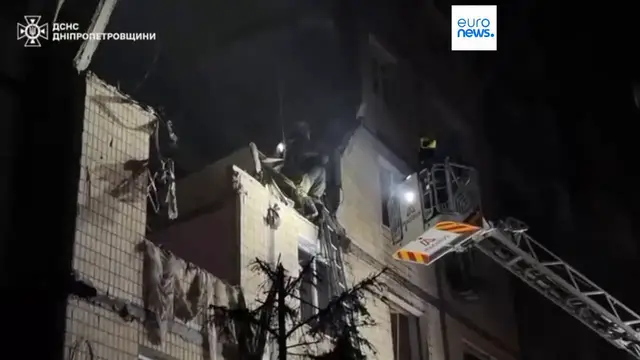 'Video thumbnail for Overnight Russian attacks on Ukraine's eastern city of Dnipro kills three and injures 12'