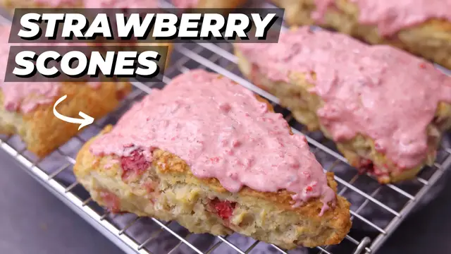 Video thumbnail for Strawberry Scones with Strawberry Shells: So Good, You'll Want to Make Them Every Day