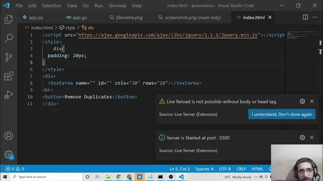 Video thumbnail for Javascript & jQuery Project to Remove Duplicate or Repeating Strings From Textarea in Browser