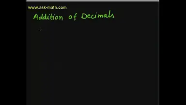 'Video thumbnail for Addition of Decimals'