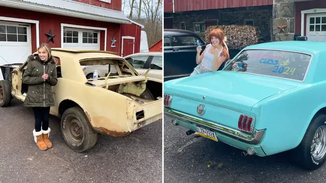 Video thumbnail for Daughter Who Asked To Rebuild Shell Of A Mustang As A Kid Completes Project With Dad