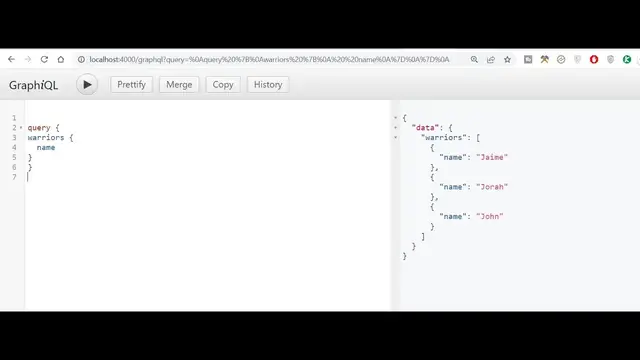 Video thumbnail for Build a GraphQL API Server in Node.js & Express & Consume it Using Fetch API in Javascript & HTML5