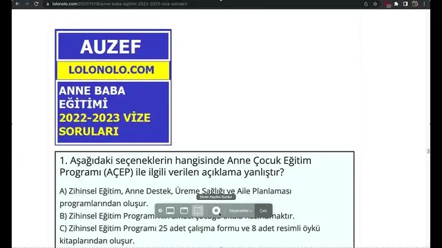 Video thumbnail for Anne Baba Eğitimi 2022-2023 Vize Soruları