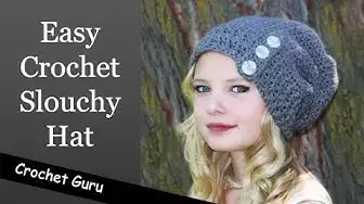 'Video thumbnail for Easy Crochet Slouchy Hat - Button Down Slouch Hat'