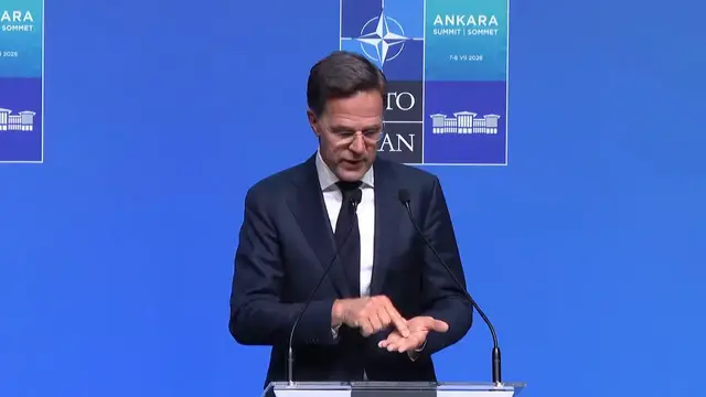 Video thumbnail for Türkiye: NATO chief Rutte addresses media after Ankara summit (2).