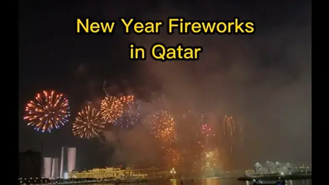 'Video thumbnail for New Year 2023: Qatar puts on thrilling fireworks show at Al Maha Island Lusail'