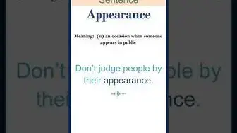 Video thumbnail for Appearance Meaning | Appearance in a Sentence | Most common words in English #shorts