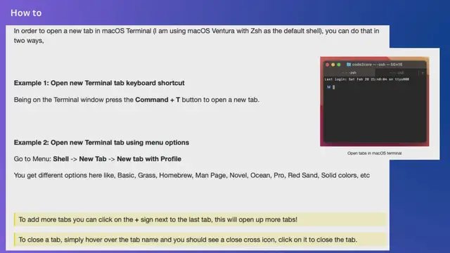 Video thumbnail for How to open new tabs macOS Terminal