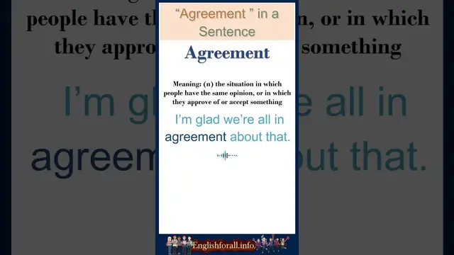 Video thumbnail for Agreement meaning | Agreement in a Sentence | Most common words in English #shorts