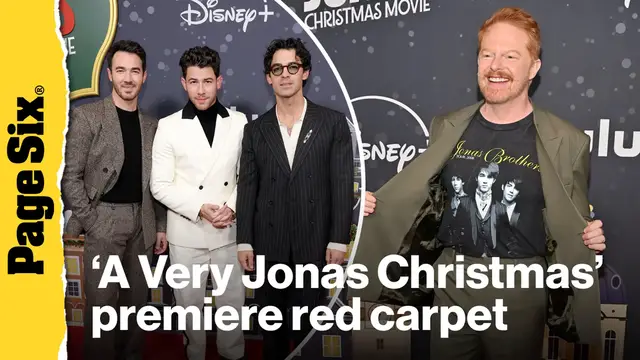 Video thumbnail for 'A Very Jonas Christmas' red carpet premiere: Jonas Brothers, Laverne Cox, Jesse Tyler Ferguson, and more