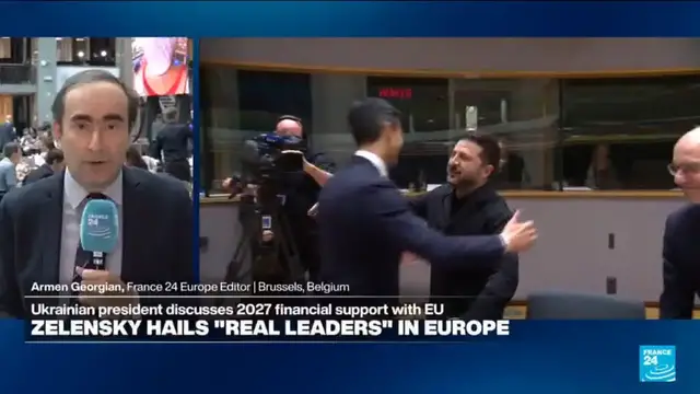 Video thumbnail for Zelensky hails "real leaders" in Europe, blasts Trump's diesel deal with Russia