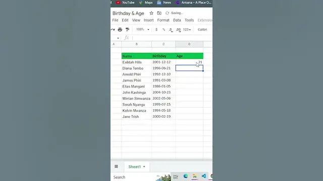 Video thumbnail for How to find Age from Birthday in Google Sheets