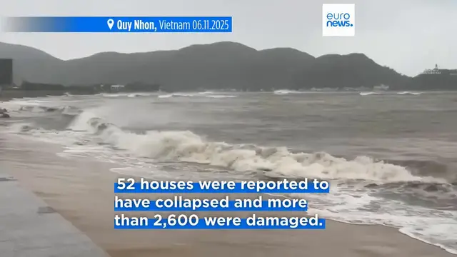 'Video thumbnail for At least five people killed as Typhoon Kalmaegi makes landfall in Vietnam'