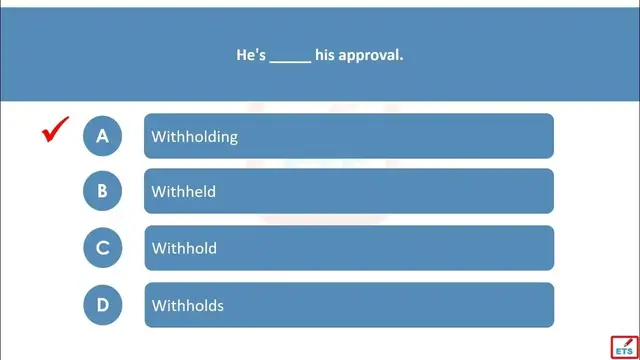 Video thumbnail for English Verb Tenses: Withhold, Withholds, Withheld, Withholding Quiz