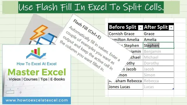 Video thumbnail for How to Split Text EXCEL Cells with Flash Fill