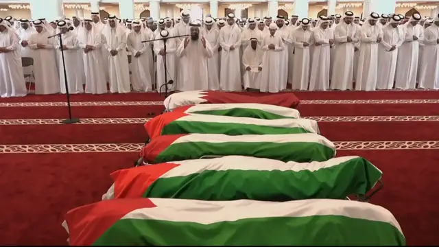 'Video thumbnail for Funeral held in Doha after deadly Israeli attack'