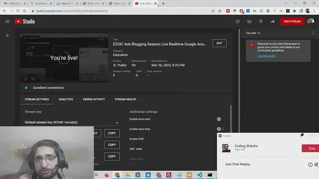 Video thumbnail for EZOIC Ads Blogging Session Live Realtime Google Analytics & Search Console Q/A