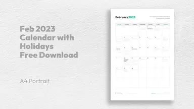 'Video thumbnail for Feb 2023 Calendar with Holidays Free Download'