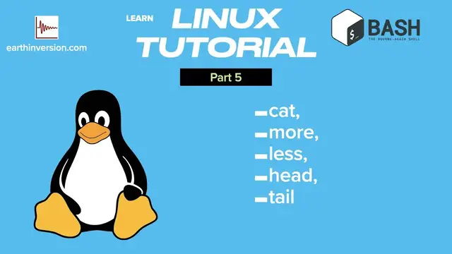 'Video thumbnail for Linux Tutorial   Part 5: cat, more, less, head and tail'