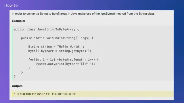 Video thumbnail for How to convert Java String to byte[] Array