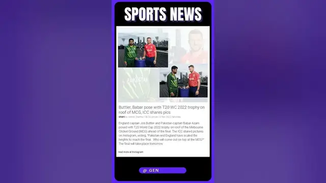 Video thumbnail for Sports News Live | Buttler, Babar, and the T20 WC 2022 trophy take over the MCG! | #shorts #sports
