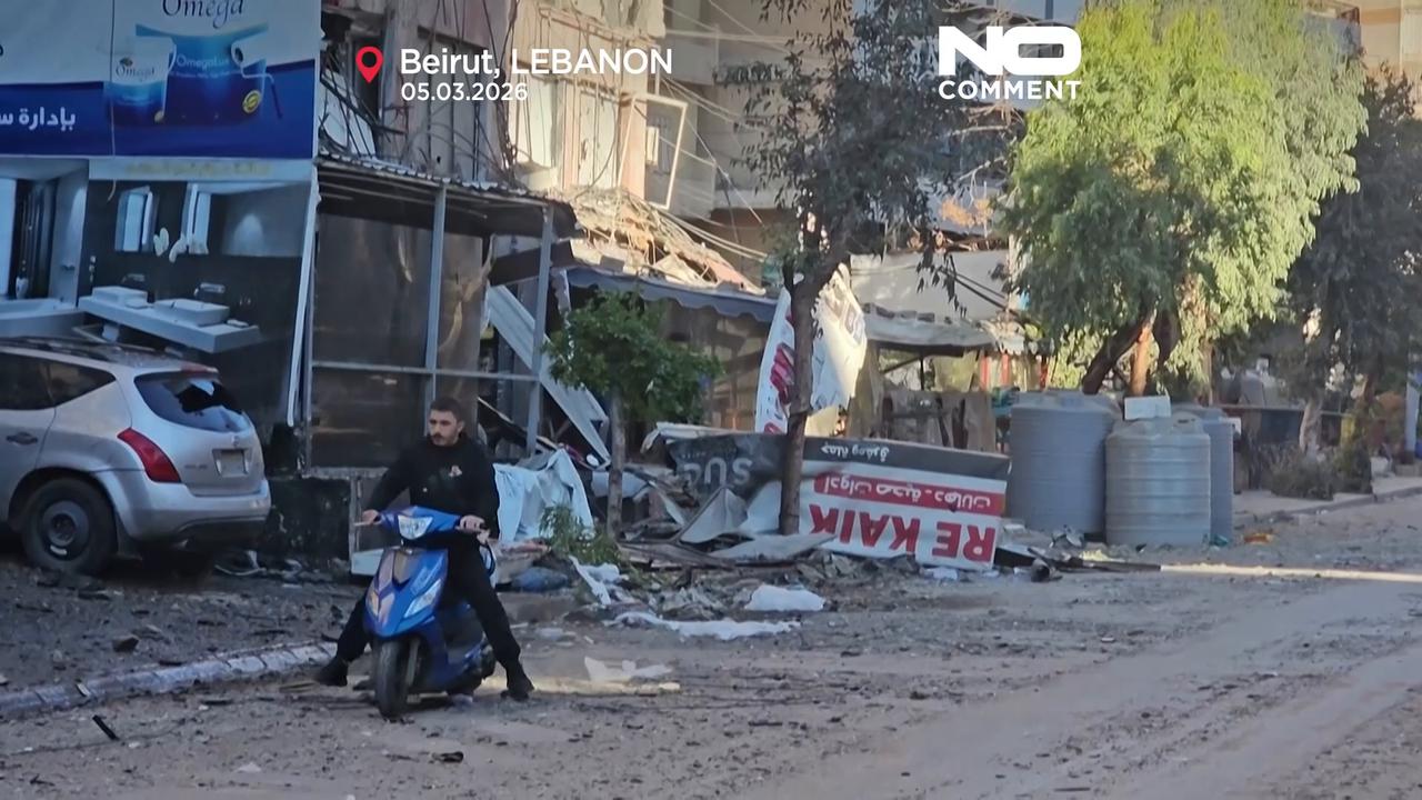Video thumbnail for Aftermath following overnight Israeli strikes on south Beirut
