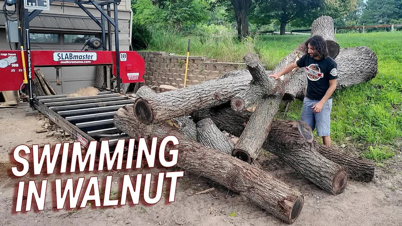 Video thumbnail for matthew cremona: processing walnut: milling slabs and boards from a tree