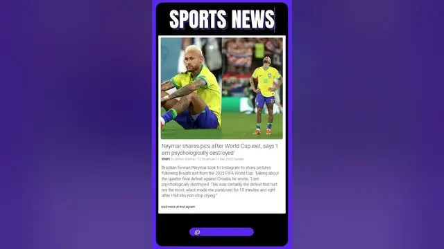 Video thumbnail for Sports Reports | Neymar's Emotional World Cup Exit: "I am Psychologically Destroyed | #shorts