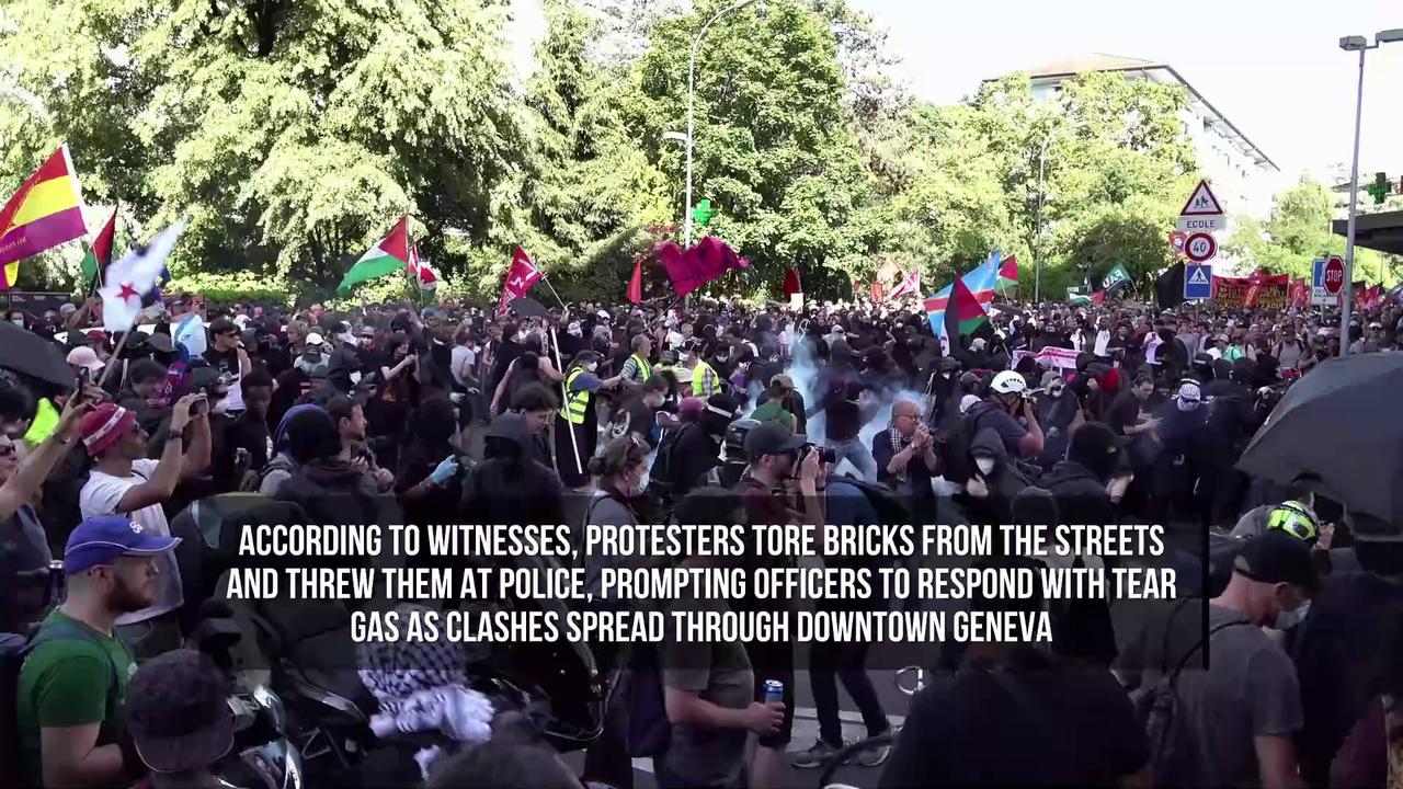 Video thumbnail for Tesla Set on Fire as Anti-G7 Protest Turns Violent in Geneva.