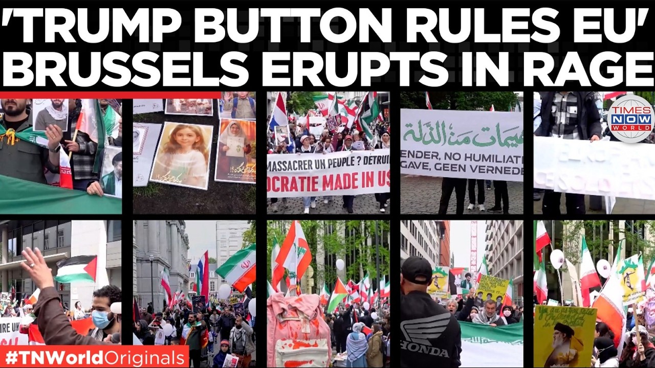 Video thumbnail for 'EU SHAME ON YOU': Protesters Storm Brussels Demanding Europe Ditch US & Israel | Times Now World